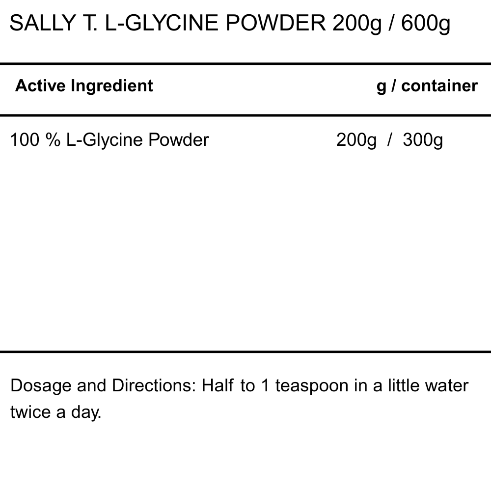 Sally T. L-Glycine Powder 200g, 2 x 200g & 600g - Image 2